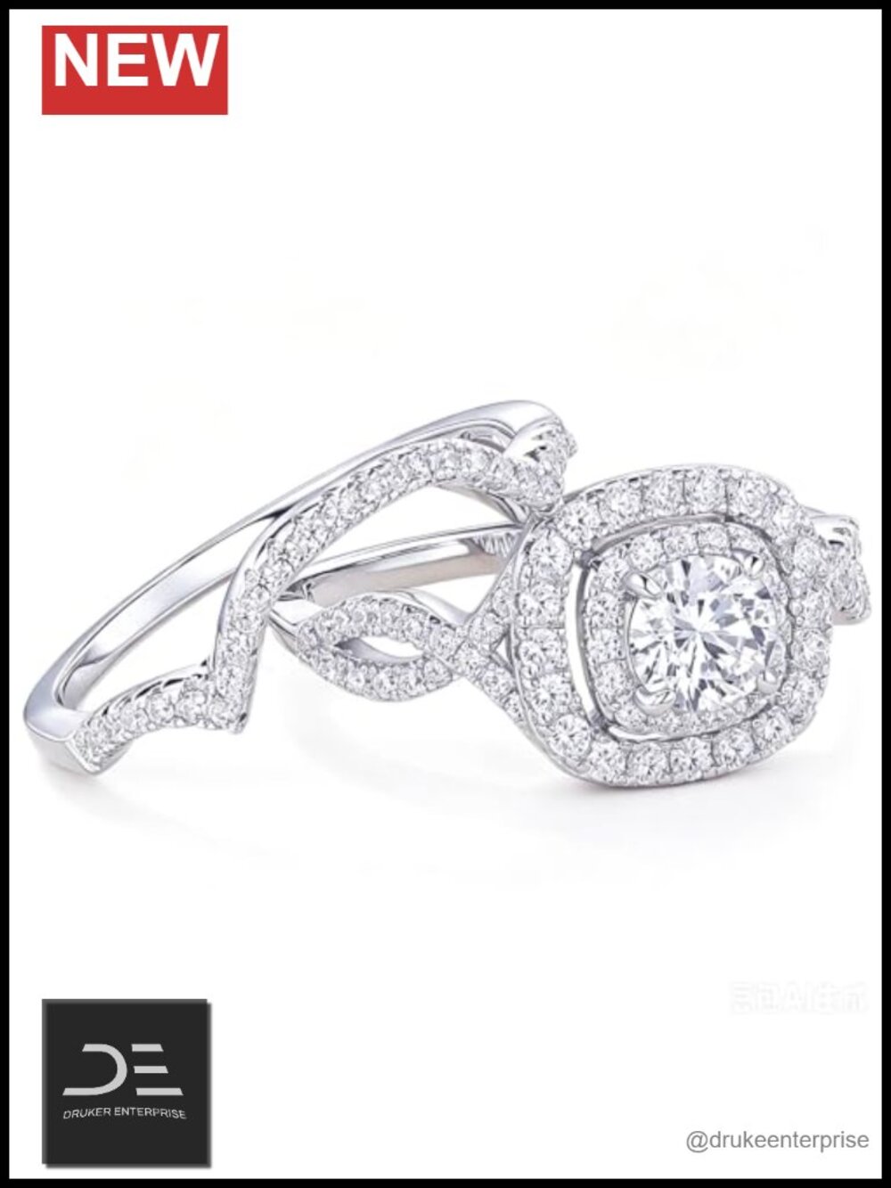 Moissanite Bridal Ring Set for Women, Round Cut Engagement Wedding Band, VVS1,